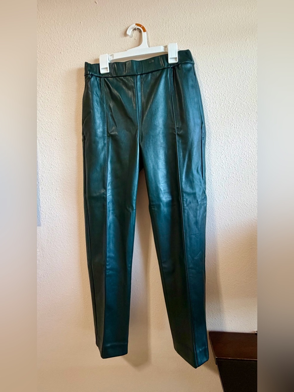 Ann Taylor Forest Green Faux Leather Dress Pants